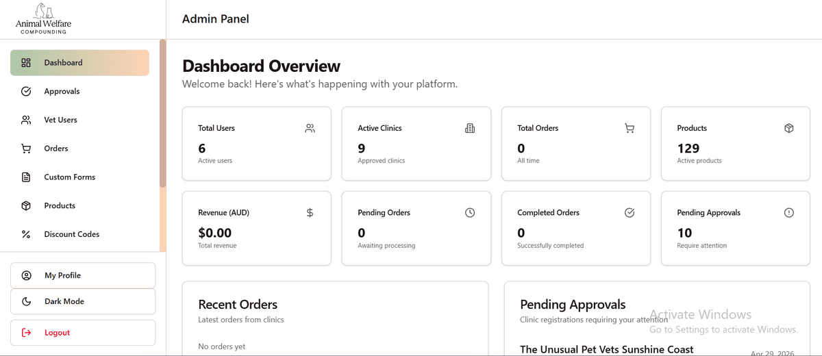 AWC Veterinary Ordering Platform preview